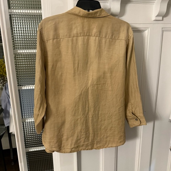 Lauren Ralph Lauren Women’s Button Up Shirt 3/4 Sleeve LINEN Khaki Sz XL - Picture 4 of 12